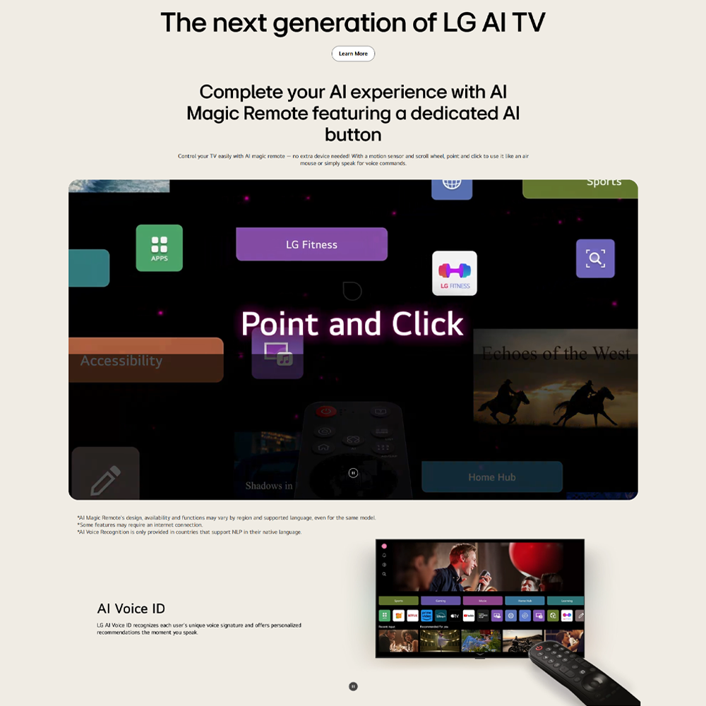 LG 55"/ 65"/ 75"/ 86" 4K UHD QNED AI QNED80 Smart TV QNED80ASA | QNED Color | alpha 7 4K AI Processor Gen8 | Dolby Atmos