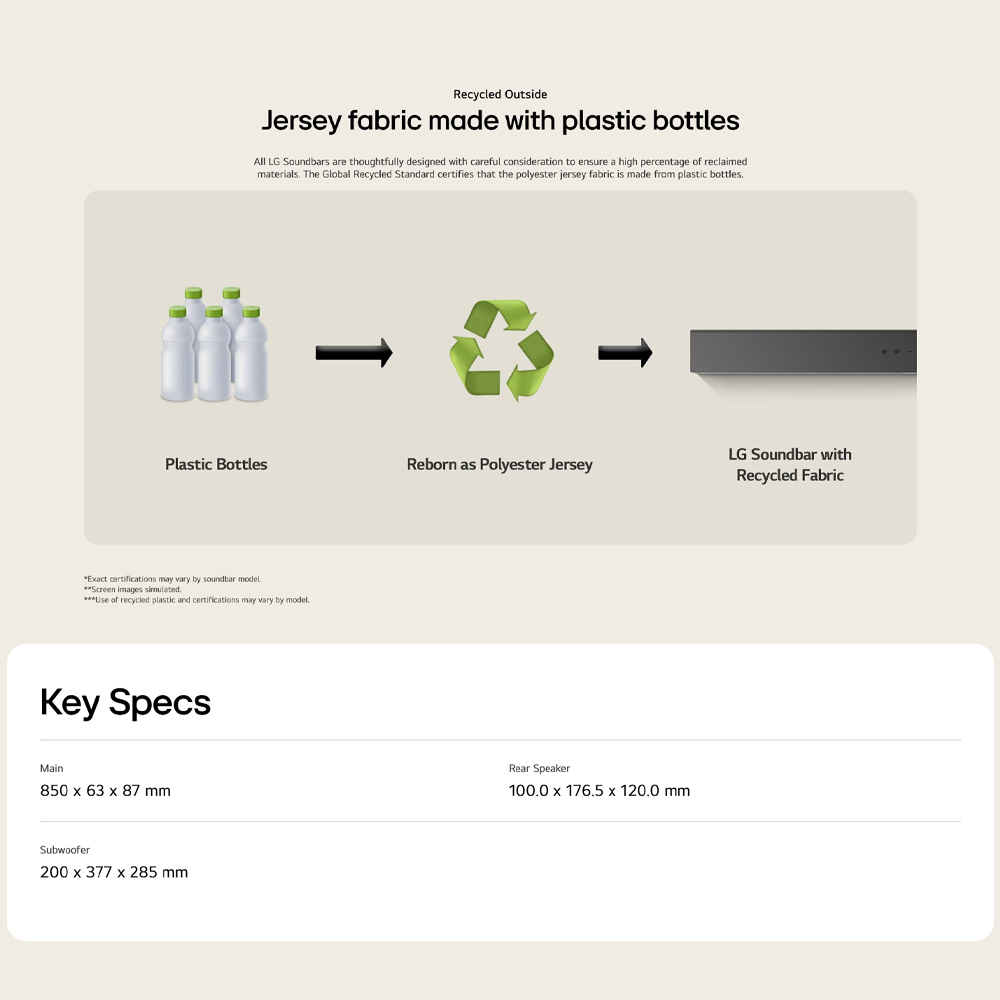 LG 440W 5.1ch Soundbar with Dolby Digital and DTS Digital Surround S60TR | Cinematic Sound Projection | WOW Interfac