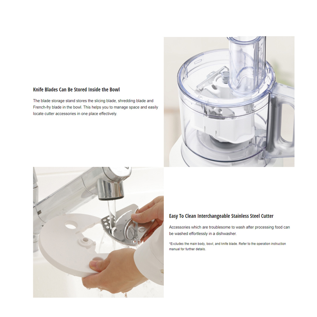 Panasonic 2.4L Food Processor MK-F310WSK | 5 Accessories for 18 Functions | High Low Pulse | Limited Size Hole | Food Processor with 1 Year Warranty