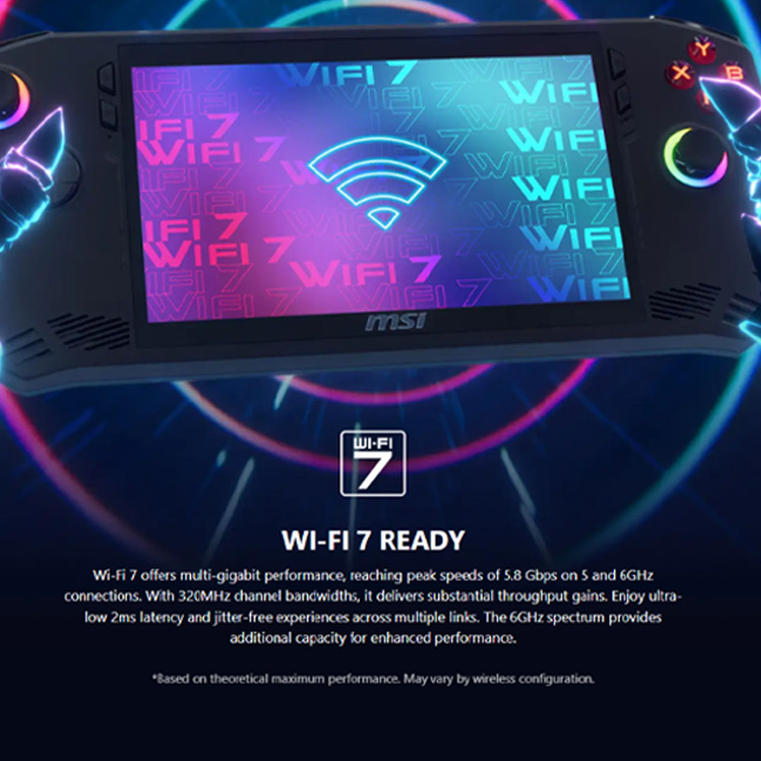 MSI 7" Claw A1M Handheld Portable Gaming | Windows 11 Home | 65W PD Adapter | Wi-Fi 7 + Bluetooth 5.4 | Up to Intel Core Ultra 7 Processor with Intel AI Boost (NPU) | Portable Gaming with 1 Year Warranty