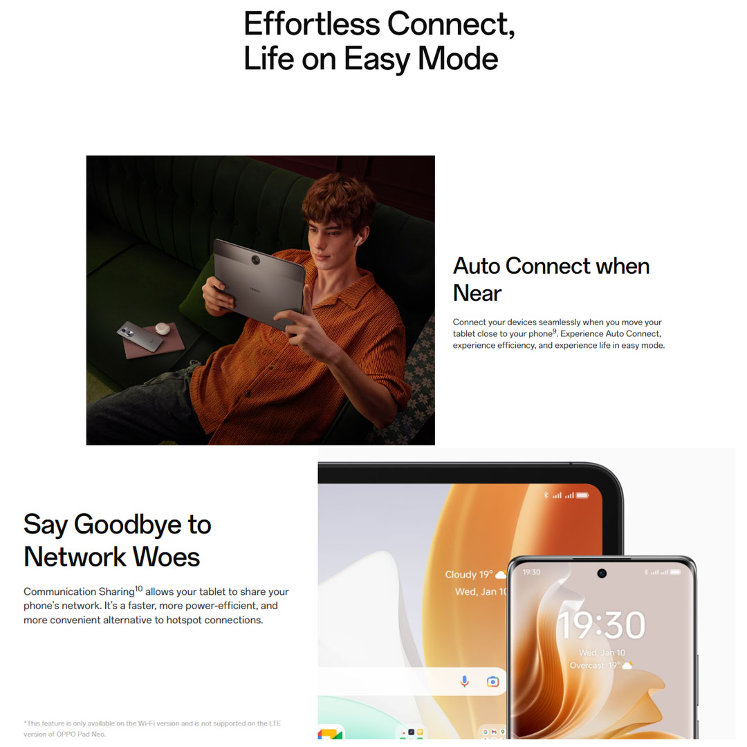 OPPO Pad Neo Wifi 6GB+128GB / Neo Lte 8GB+128GB | Super Battery, Super Energy | All-round Immersive Entertainment | Support 4G LTE | Tablet with 1 Year Warranty