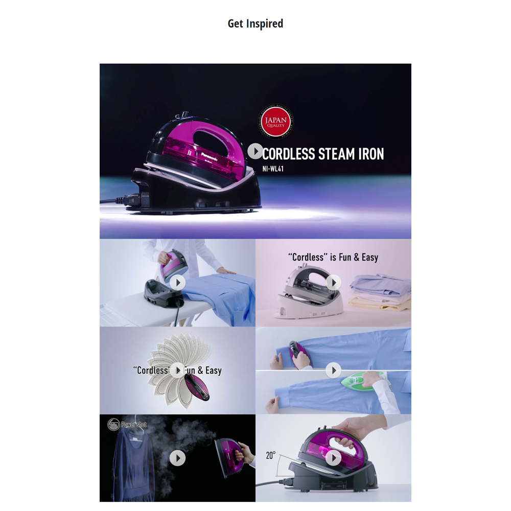 Panasonic 1550W Cordless Steam Iron with Multi-Direction Soleplate NI-WL41VSK | Detachable Water Tank | Vertical Steam Shot | Carrying Case