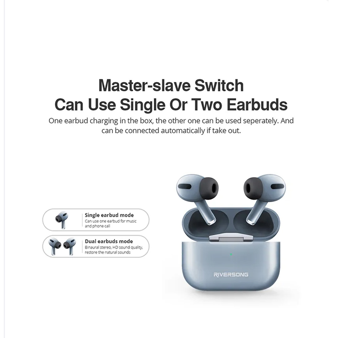 RIVERSONG Air X7 Ultra TWS Earbuds | Stereo Sound | Touch Control | Bluetooth 5.0 | Wireless Charging | In-ear Detection | Earbuds with 1 Year Warranty