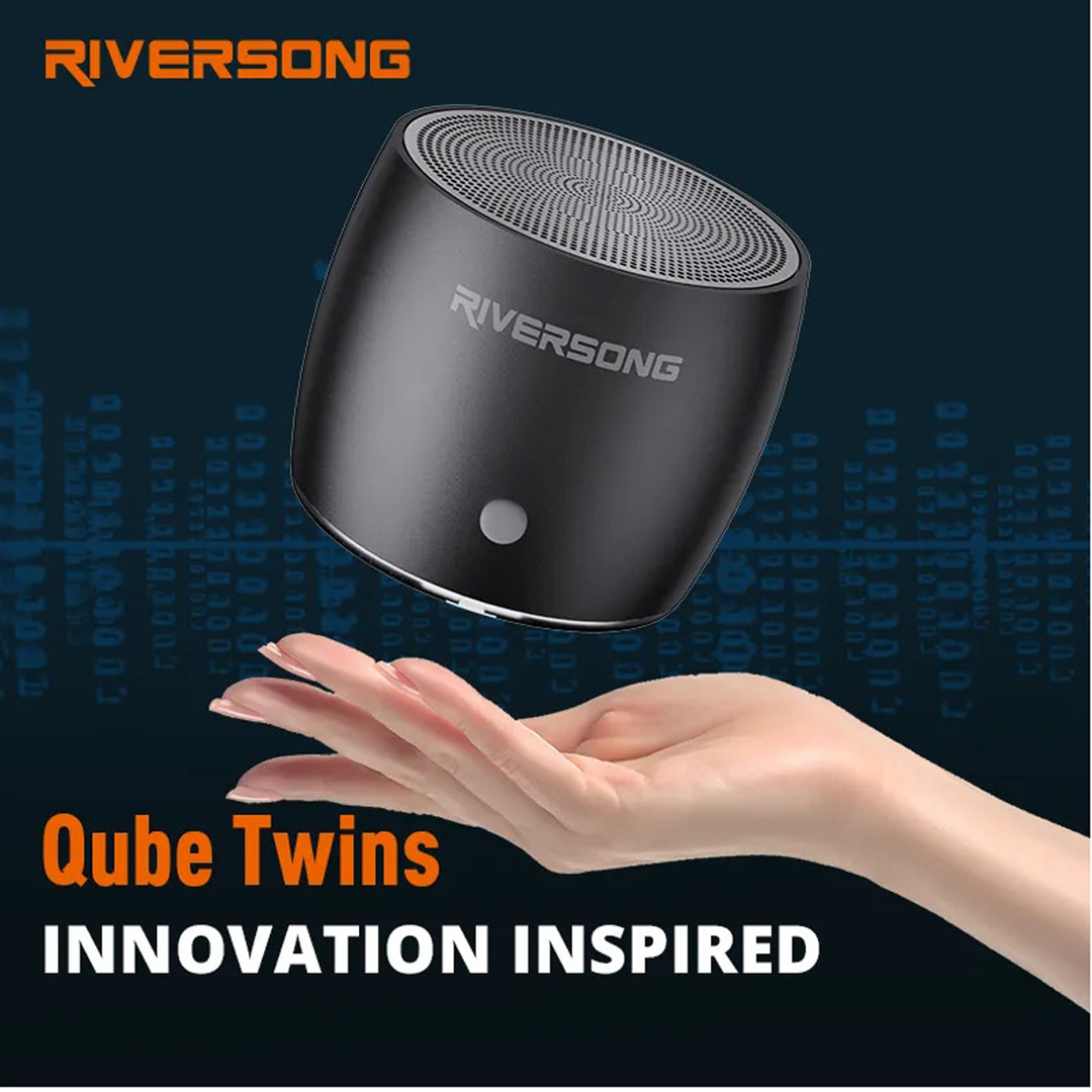 RIVERSONG Qube Twins Wireless Speaker SP16 | Super Deep Bass | Metal Cavity | Small and Portable | Wireless Speaker | Speaker with 1 Year Warranty