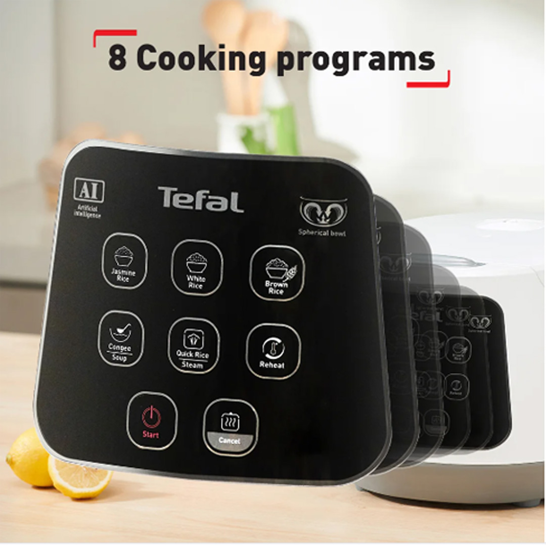 Tefal 1L Easy Rice Compact Fuzzy Logic Rice Cooker RK7301| AI Smart Cooking Technology | Optimal Heat Circulation | 8 Convenient Pre-set Programs | Cooker with 2 Year Warranty