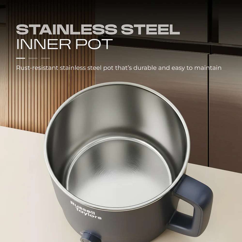 Russell Taylors 1.8L Multi Cooker Stainless Steel Electric Cooker MC2 | Power: 600W | Stainless Steel Inner Pot | All-In-One Multi Cooker | Cooks & Steam Simultaneously