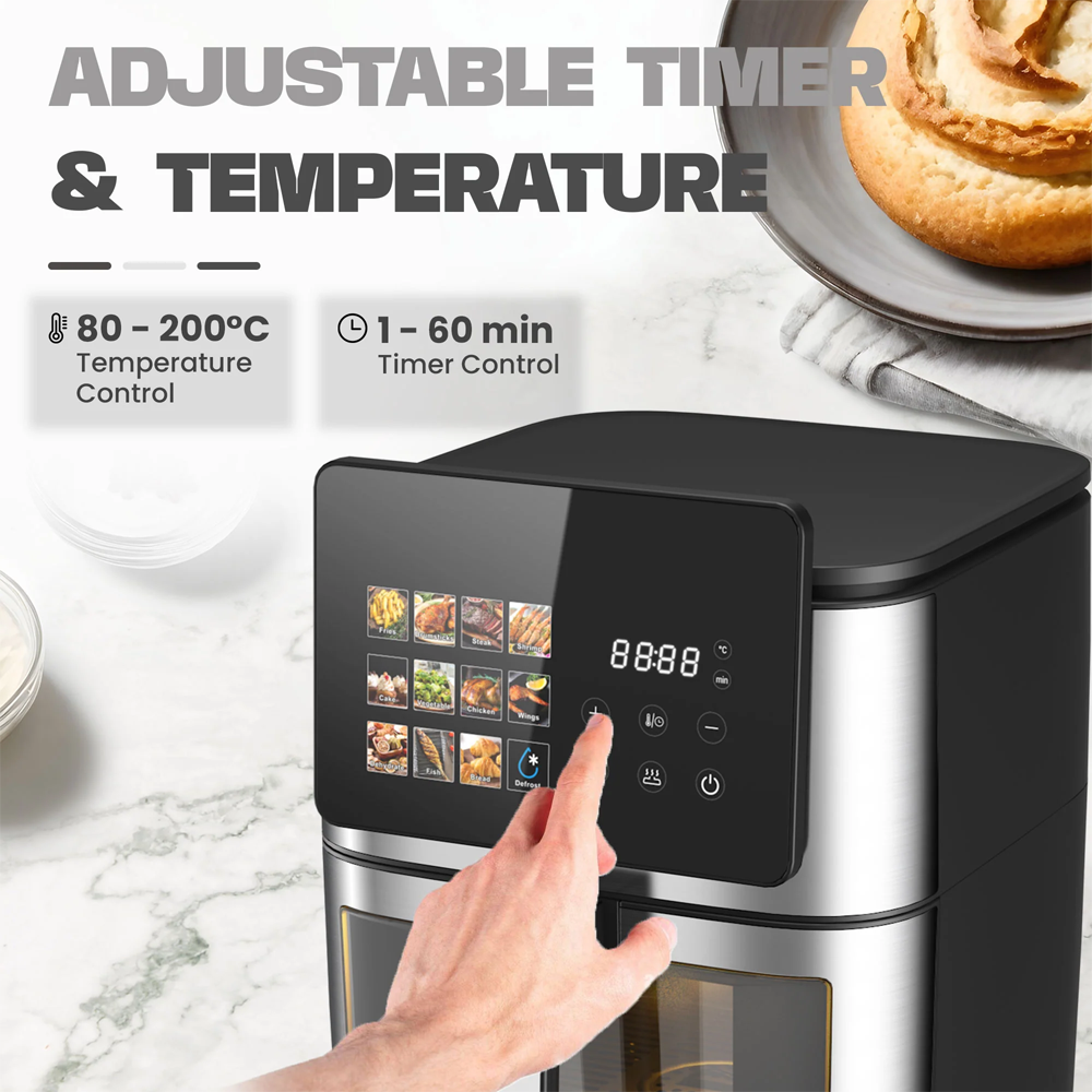 Russell Taylors 9.5L 3D Visible Window Digital Air Fryer XXL Black Z9 | Function Controller	Digital | 11 Smart Preset Programs