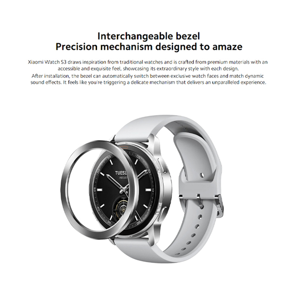 Xiaomi Watch S3 | Interchangeable  Bezel Design | Upgraded All-Round Health Monitoring | 1.43" Large AMOLED Display | 1  Year General Warranty