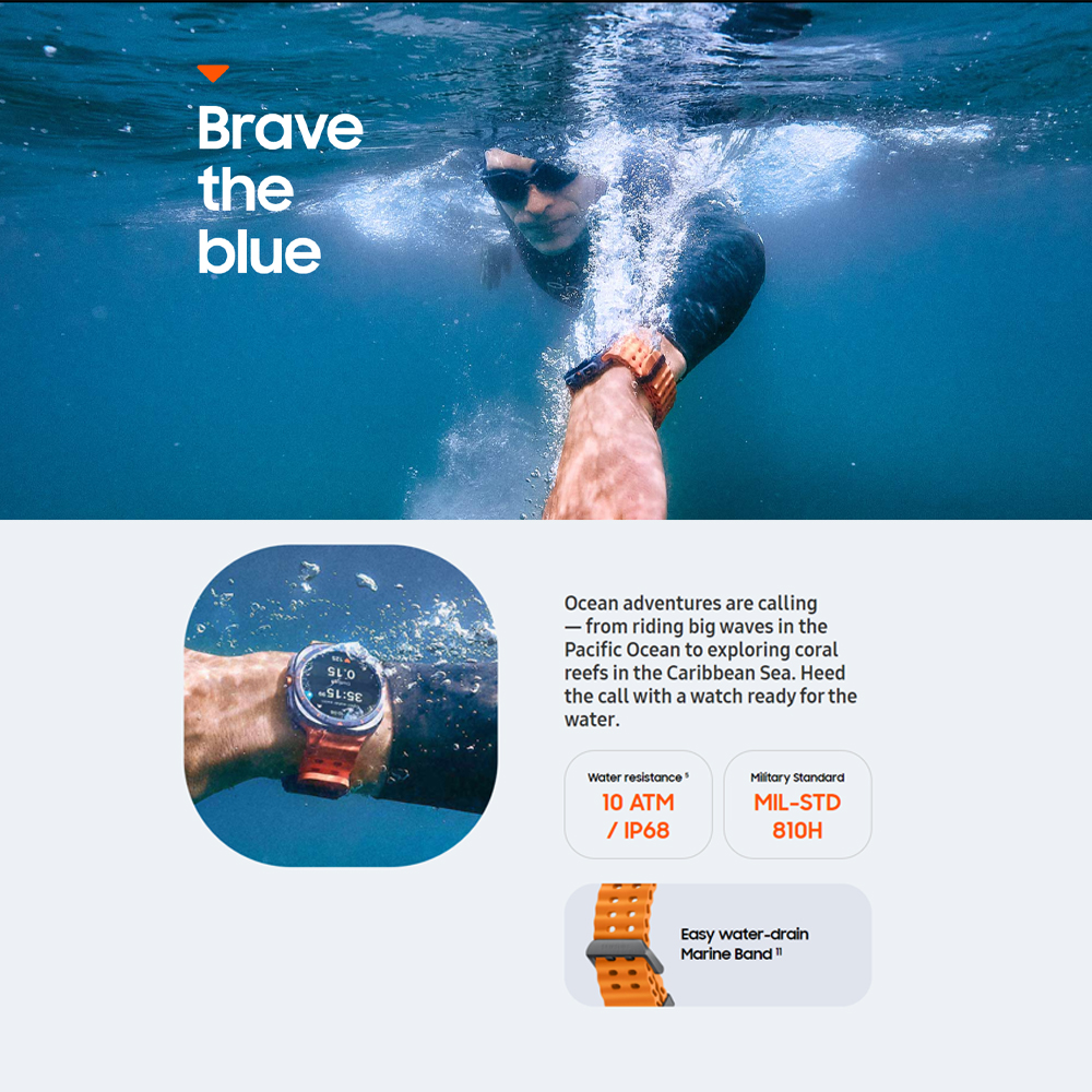 SAMSUNG Galaxy Watch Ultra (LTE) 47mm | 10 ATM water resistance | Immediate Safety Siren | Dual-Frequency GPS