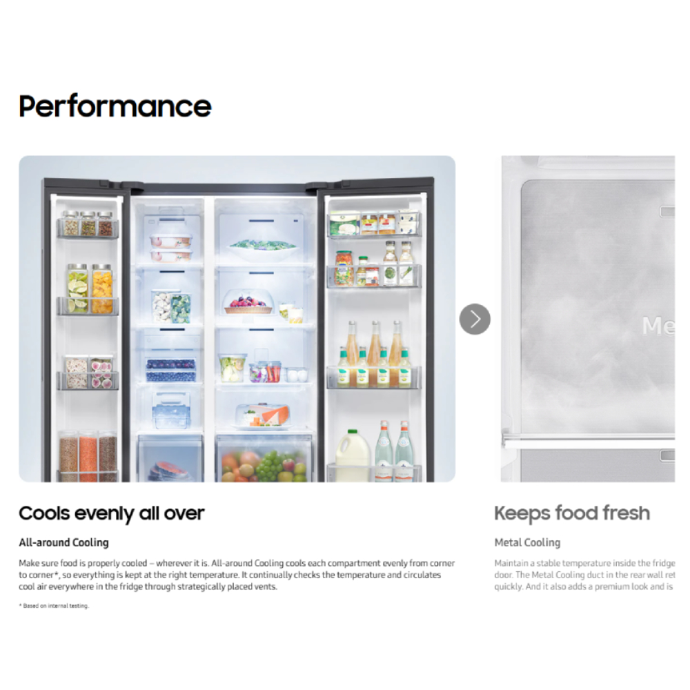 SAMSUNG 617L Bespoke AI SmartThings Digital Inverter Side by Side Refrigerator RS70F65KNFME | SpaceMax Technology | Water & Ice Dispenser Function 