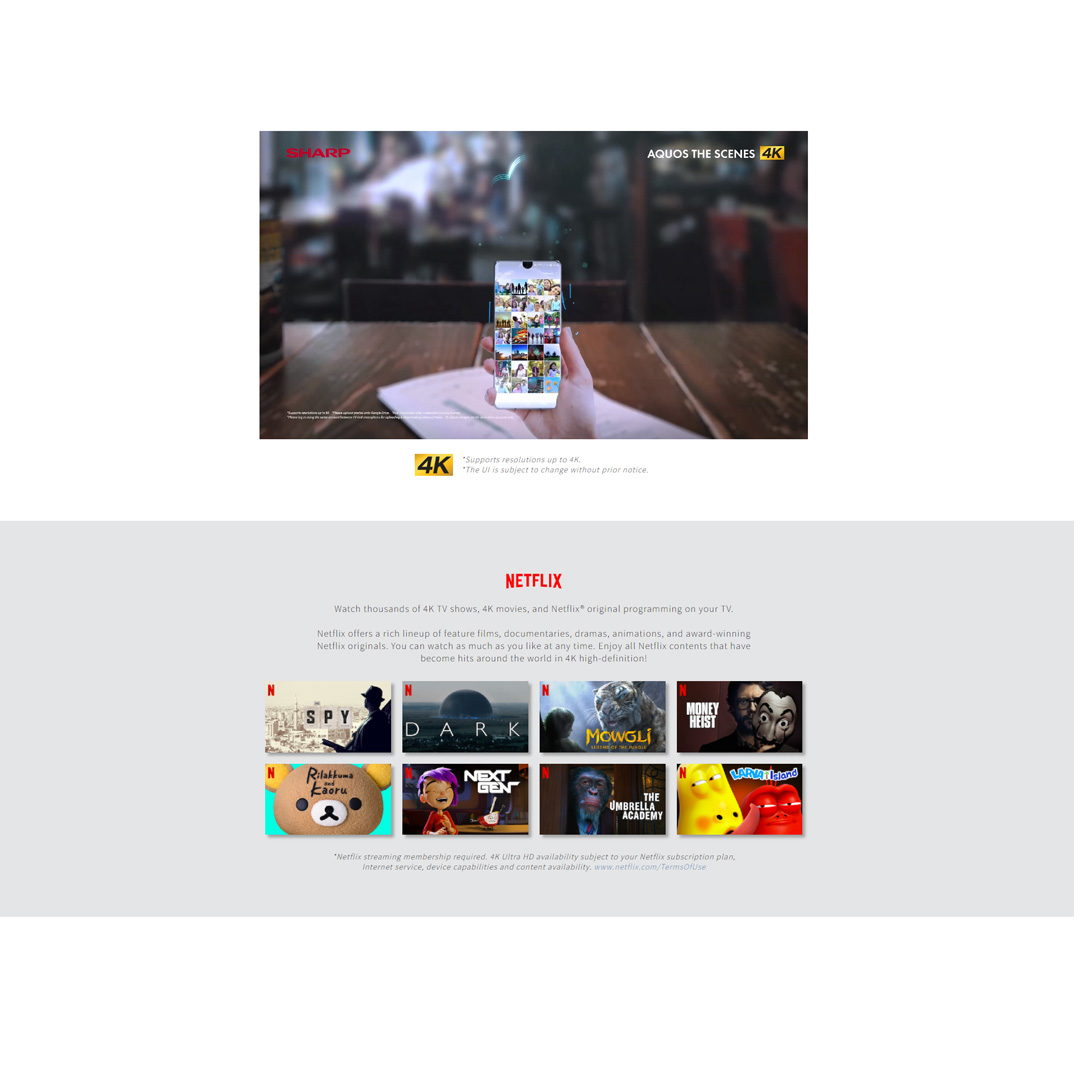 SHARP 50"/60"/65"/70" AQUOS 4K UHD Android TV | YouTube | Netflix | HDMI | USB | Auto Volume | App Store | Google Assistant | Sleep Timer | Bluetooth | Android TV with 2 Year Warranty