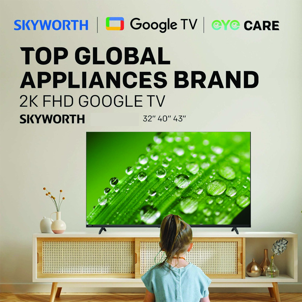 SKYWORTH 43" 2K FHD Google TV 43E6850G | S AI Engine | Visual Aid | HDR 10 & HLG | Dolby Audio & Wonder Audio