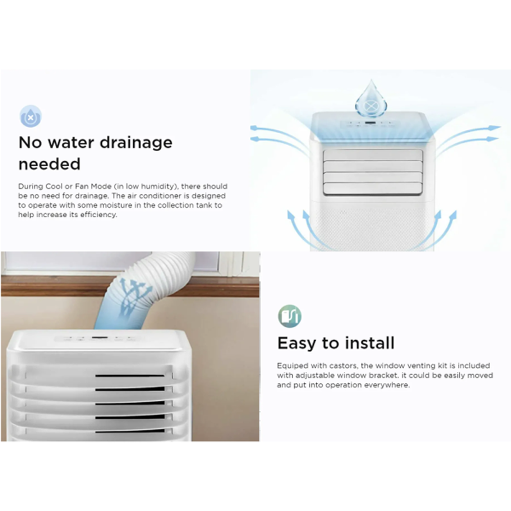TCL 1HP R410A Portable Air Conditioner TAC-09CPA/SL | Auto Evaporation | Washable Filter | Sleep Mode | 24 Hour Timer | Easy Window / Wall Connection