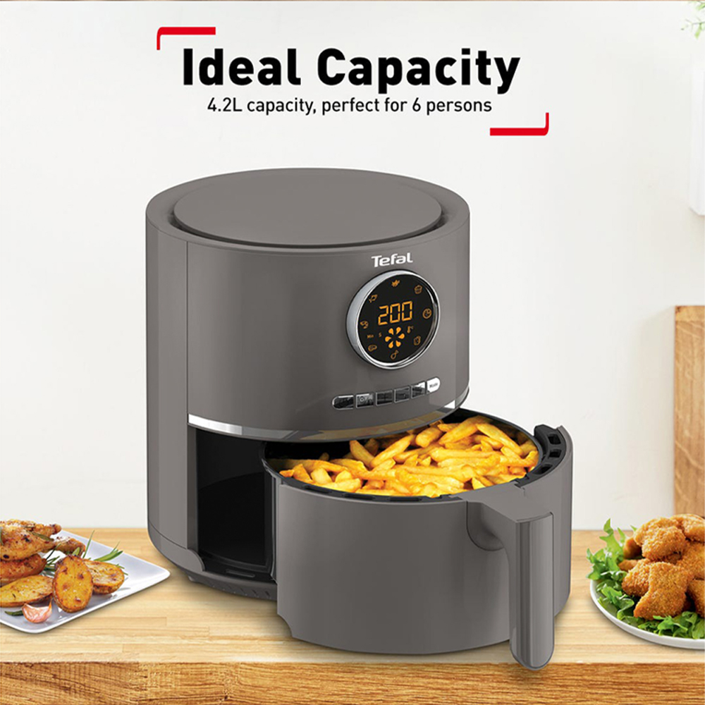 Tefal 4.2L Ultra Fry Healthy Air Fryer Charcoal EY111B40 | 8 Reset Programs | Timer Up to 60 Minutes | Intuitive Digital Interface
