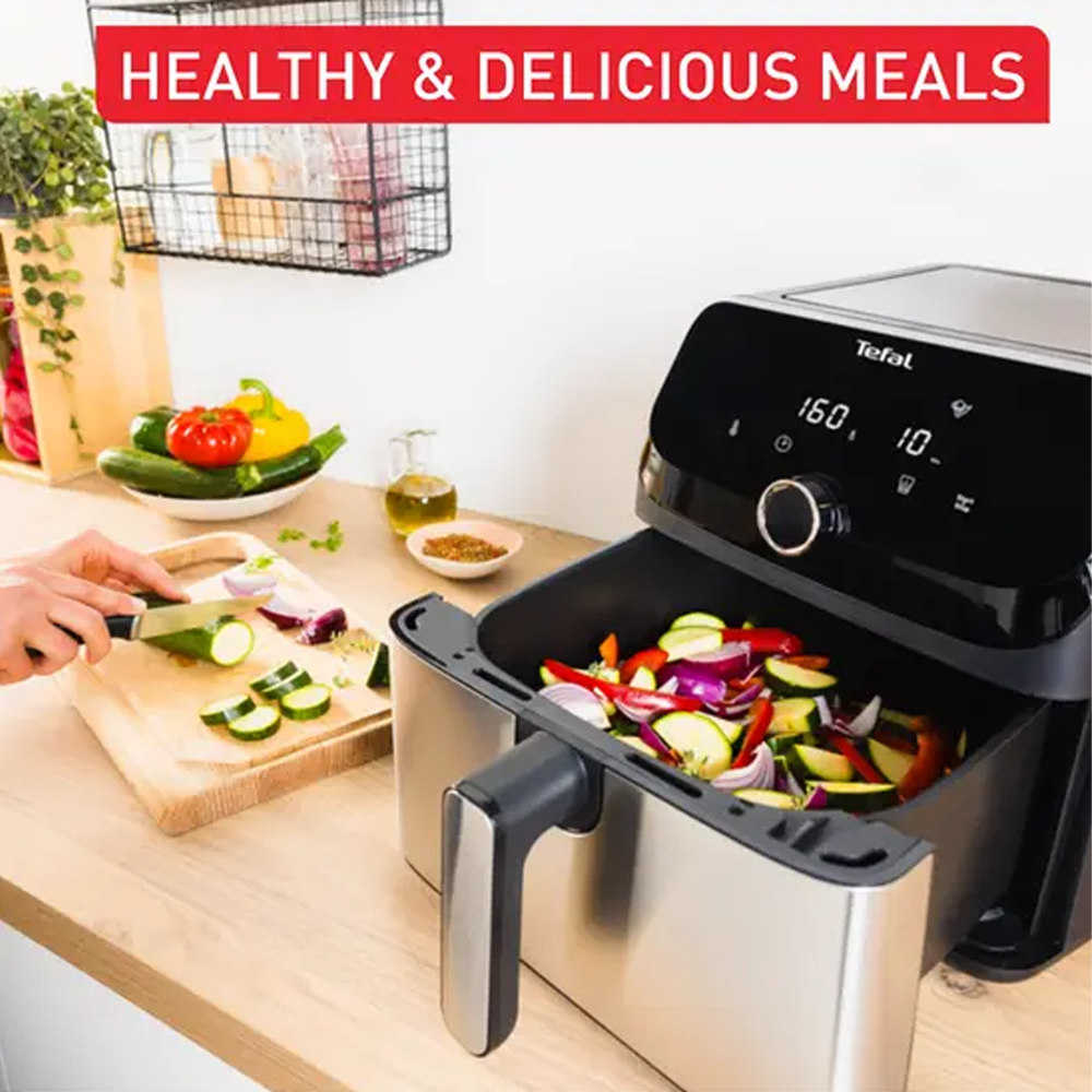 Tefal 7.5L Easy Fry Mega Air Fryer EY855D | 8 preset programs | Up to 65% less energy | Extra-large capacity | PTFE removable pan