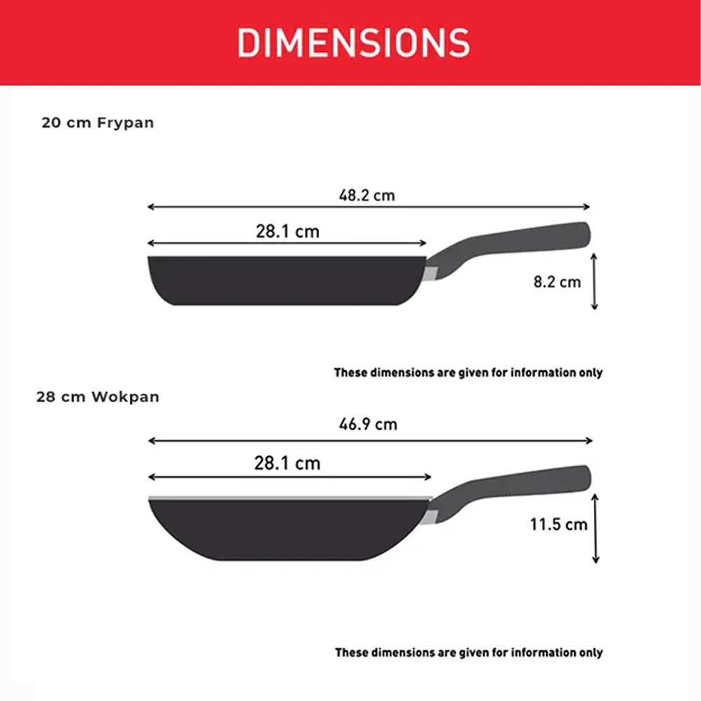 [2-Piece Set] Tefal 20cm frypan /28cm wokpan Daisy 2-Piece Cookware Set G167S295 | Perfect Searing Thermo-Signal | Titanium Resistant Non Stick Coating | Safe Non-Stick