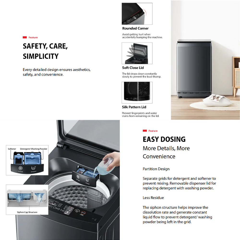 Toshiba 9KG/10KG Top Load THE GREATWAVES Washing Machine AW-M1000EM(SG)/AW-M1100PM(SG) | THE GREATWAVES™ | iClean | Easy Kit | Washing Machine with 2 Years Warranty