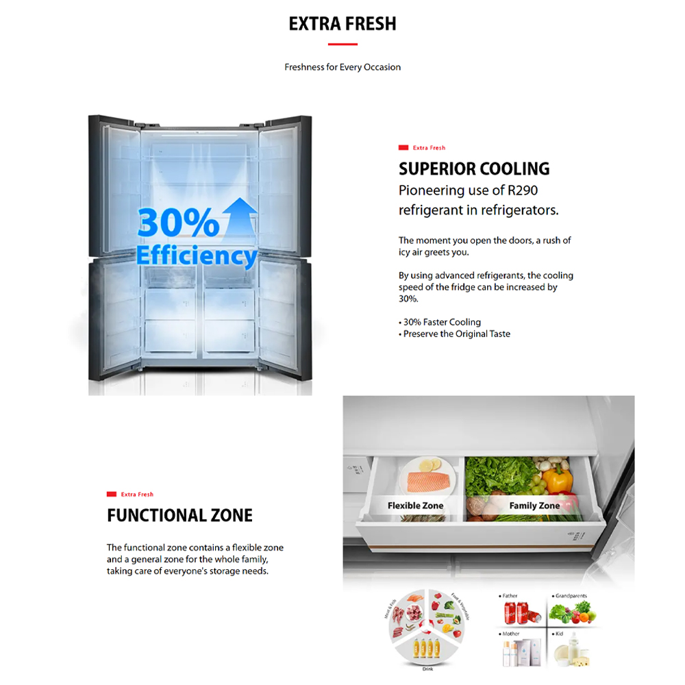 TOSHIBA 820L NaturePURE Multi Doors Origin Inverter Refrigerator GR-RF900WI-PMY(06) | NaturePURE | Roomy Storage | Extra Fresh