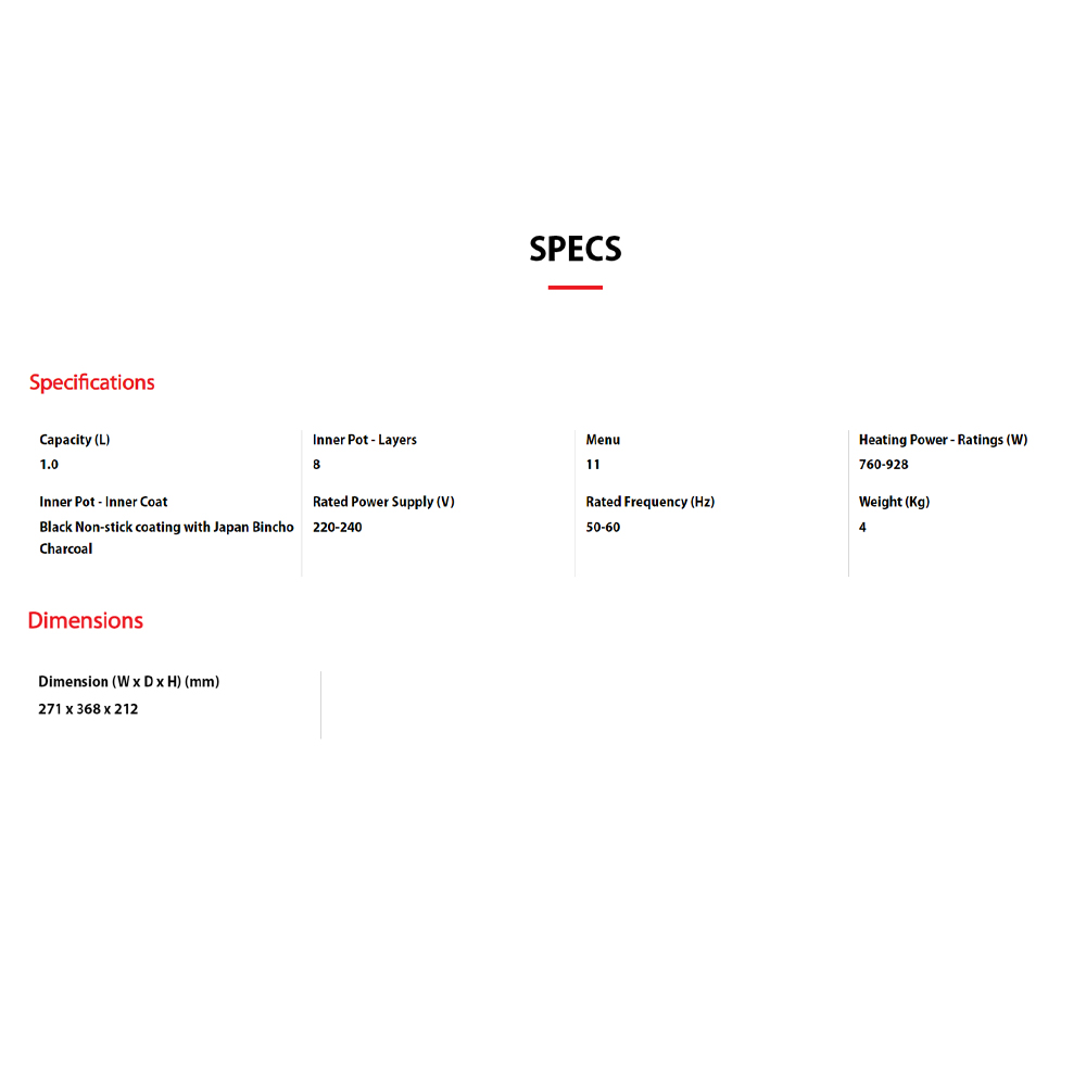 TOSHIBA 1.0L 1.8L Binchotan Digital Series Digital Rice Cooker RC-18DR1TMY(S) / RC-10DR1TMY(S)