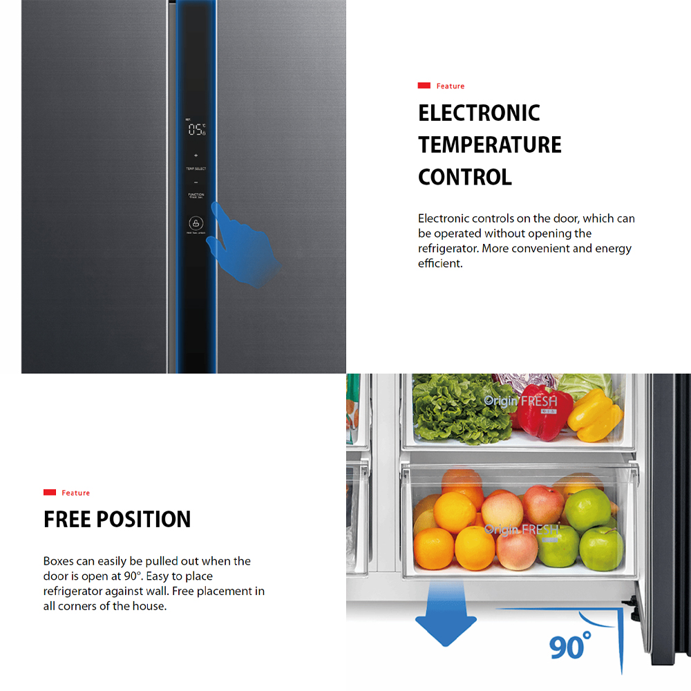 TOSHIBA 623L Side by Side Origin Inverter Refrigerator GR-RS780WI-PMY(06) | Active Purification System | Energy Saving