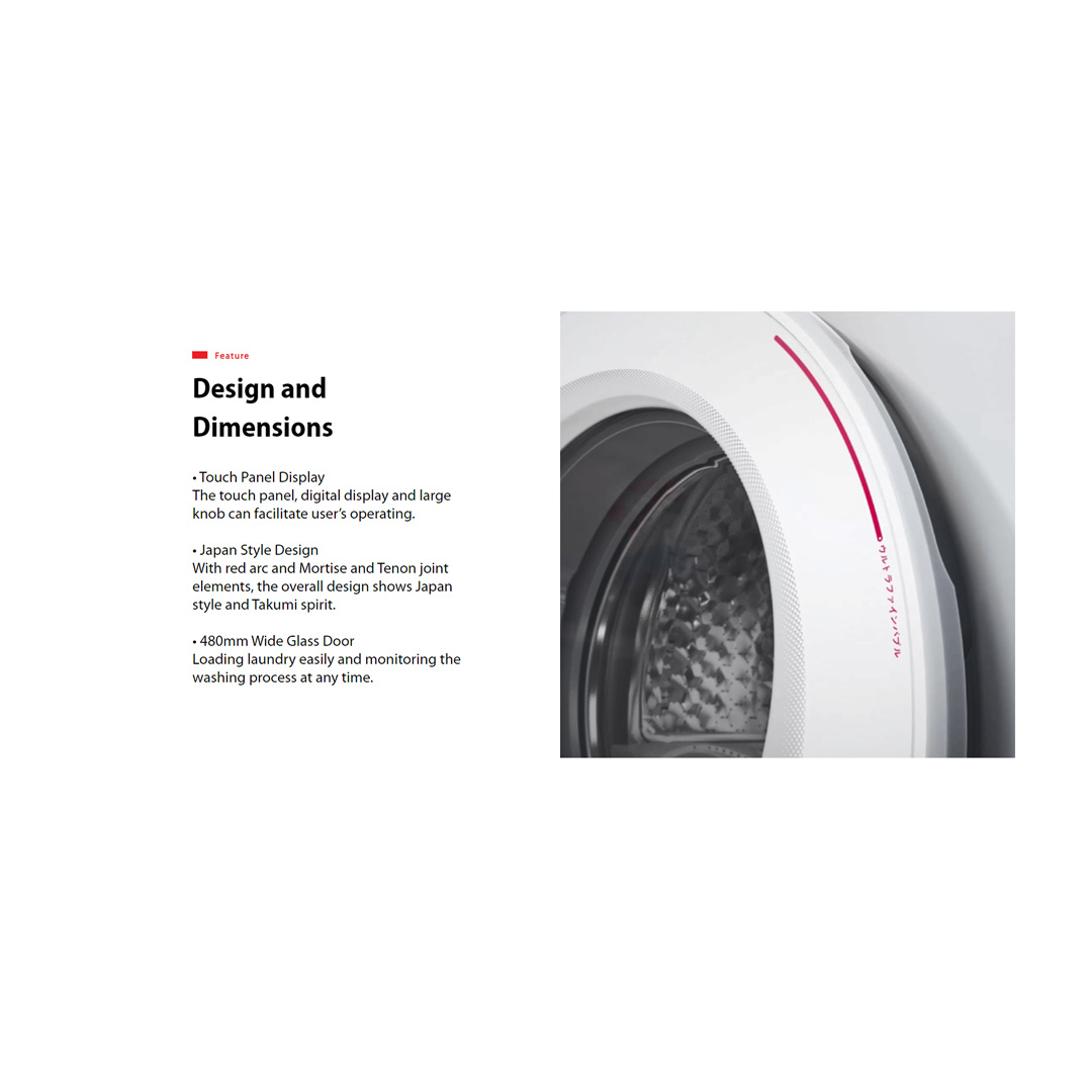 TOSHIBA 10.5KG Front Load Origin Inverter Washing Machine with Smart Control TW-BL115A2M(SS) | Steam Wash | IOT TSmartLife | Drum Clean | Washing Machine with 2 Year Warranty