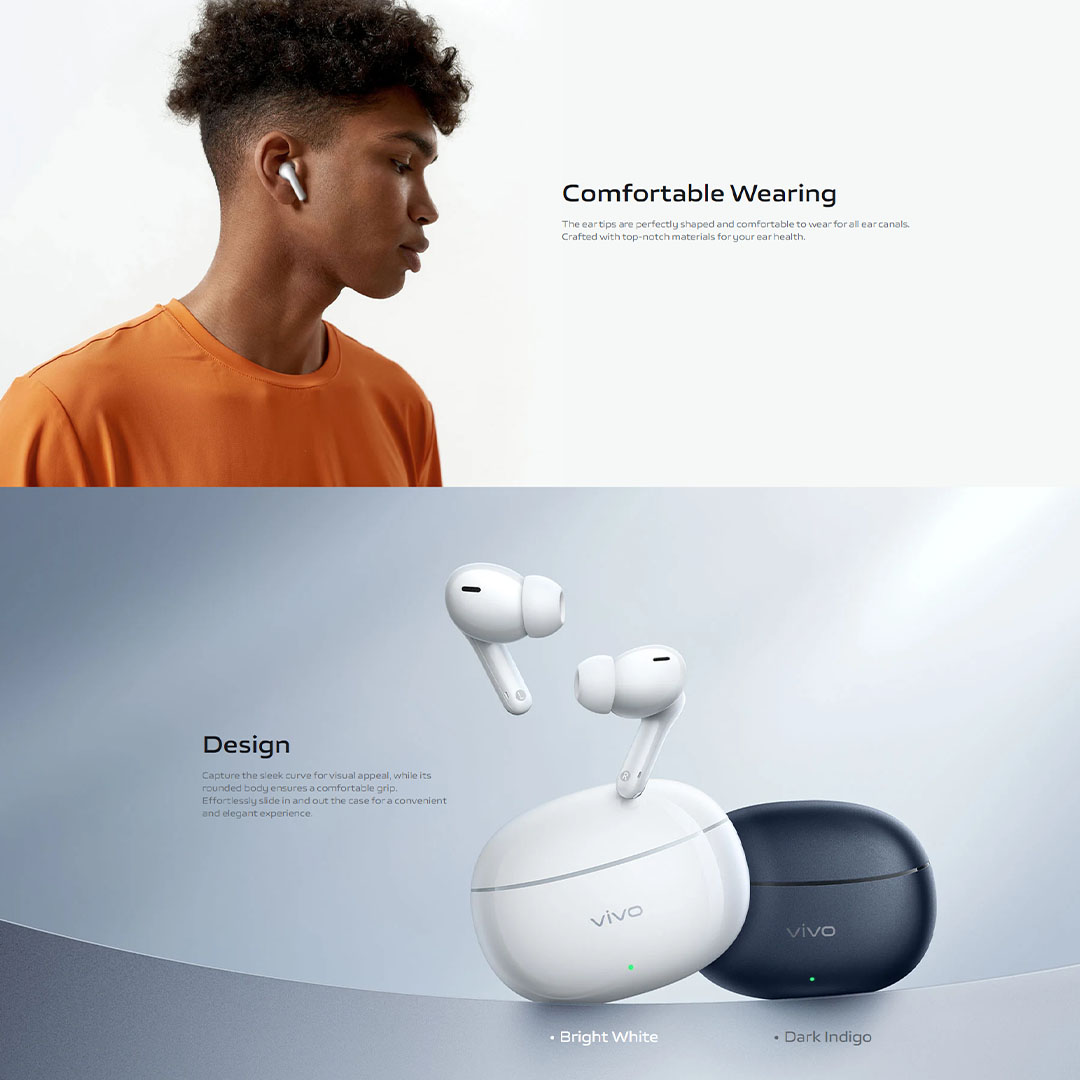 vivo TWS 3e | Fast Charging | Battery Life 42 Hours | AI Call Noise Reduction | Smart Touch Control | Dual Device Connection |  Water Resistance Earphone Protection | Earbuds with 1 Year Warranty