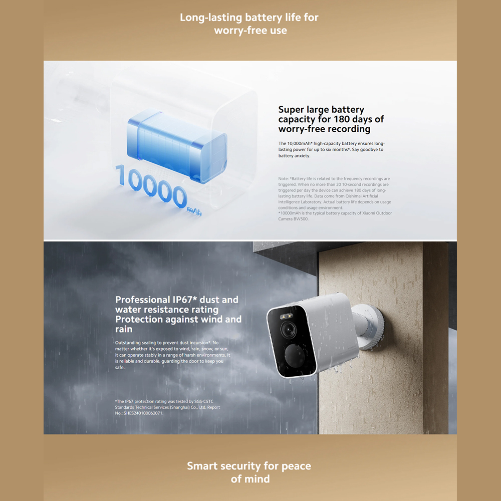 Xiaomi 2500P Outdoor Camera BW500 MJSXJ06BY | 6-month durable battery | 2.5K full-colour night vision