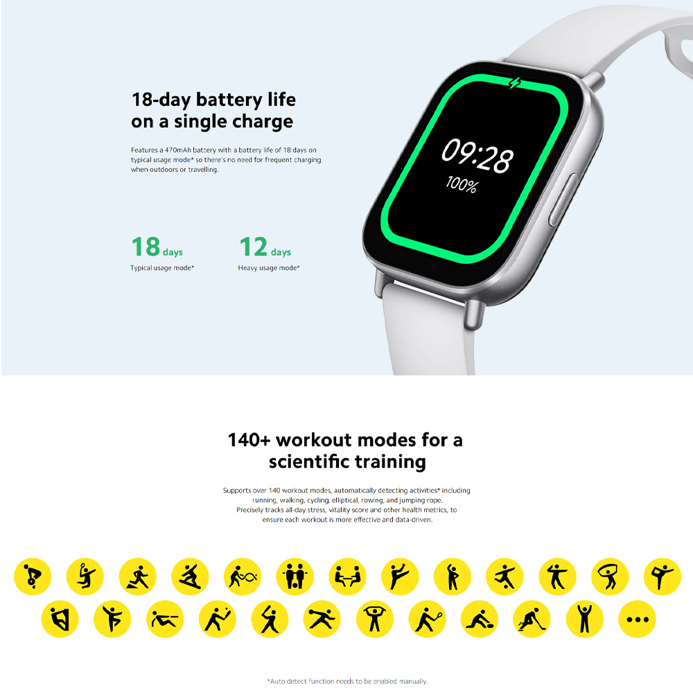 Xiaomi Redmi Watch 5 Active | 2'' LCD large display | All-day blood oxygen and stress monitoring | Up to 18 days of battery life