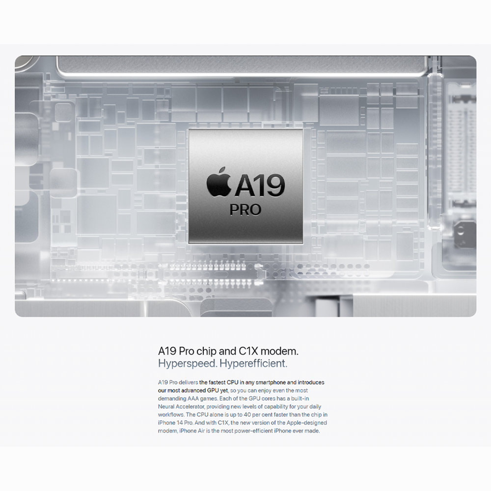 Apple iPhone Air | The Thinnest iPhone Ever | 6.5-inch Display | Durable Ceramic Shield Front and Back | 48MP Fusion Camera System and Center Stage Front Camera