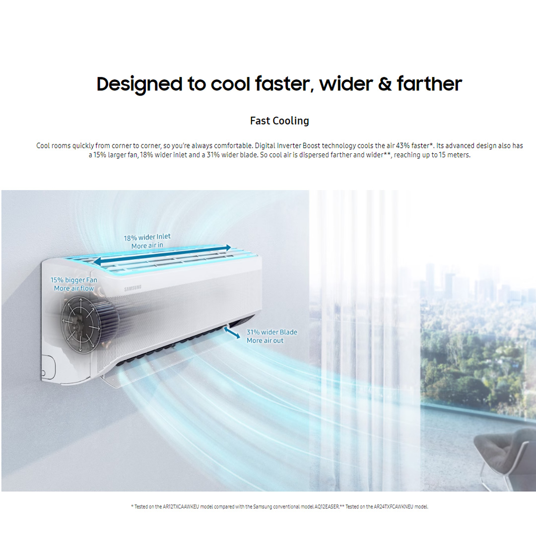 SAMSUNG 2.5HP R32 Digital Inverter WindFree Deluxe Wall Mount Air Conditioner | AR24BYFAMWKNME / AR24BYFAMWKXME | WindFree™ Cooling | AI Auto Cooling | WindFree™ Good Sleep | Air Conditioner with 1 Year Warranty