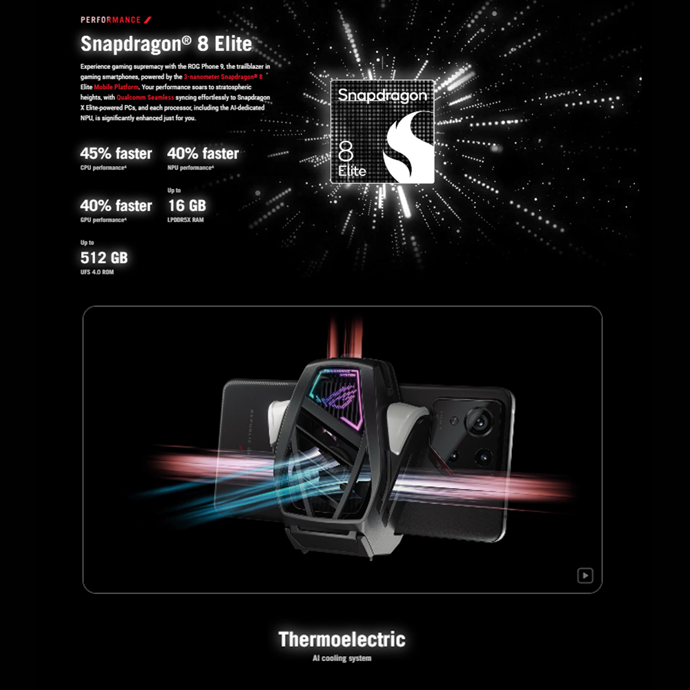 ASUS ROG Phone 9 12GB+256GB | 32 MP RGBW Ultrawide selfies | AniMe Vision | AeroActive Cooler X Pro