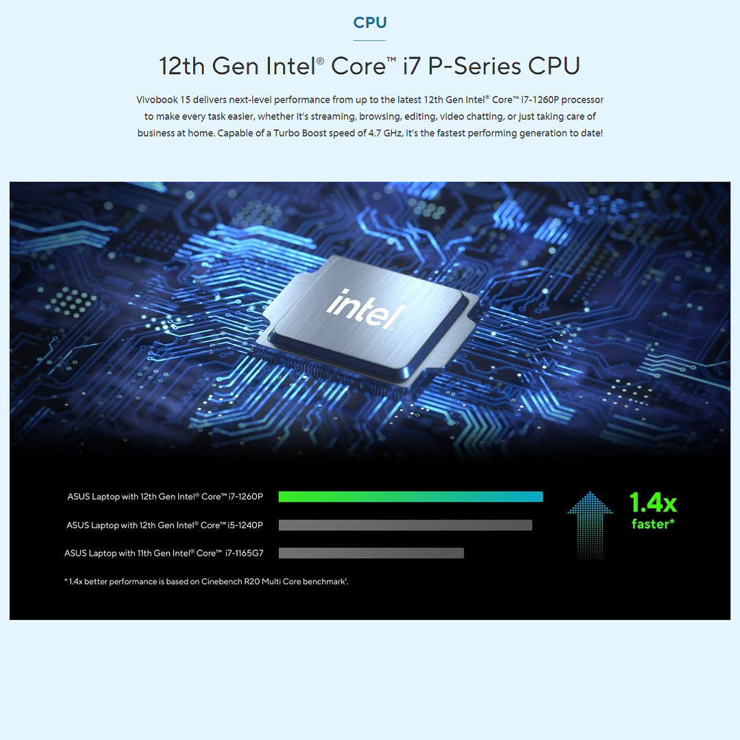 ASUS Vivobook 15  Laptop A1502Z-ABQ2141WS | Intel Core i5-12500H | 8GB+512GB SSD | 15.6-inch FHD | Windows 11 | Laptop with 2 Years Warranty