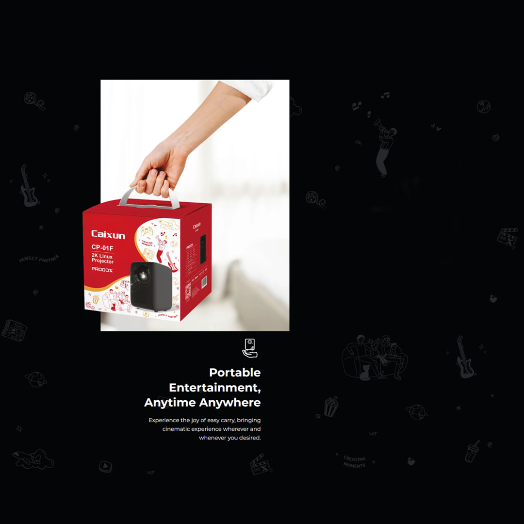 Caixun 2K Linux Projector (PROGROX) CP-01F | 1080 Native Resolution | Dolby Audio MYS12 | Built-in Wifi | Projector with 1 Year Warranty