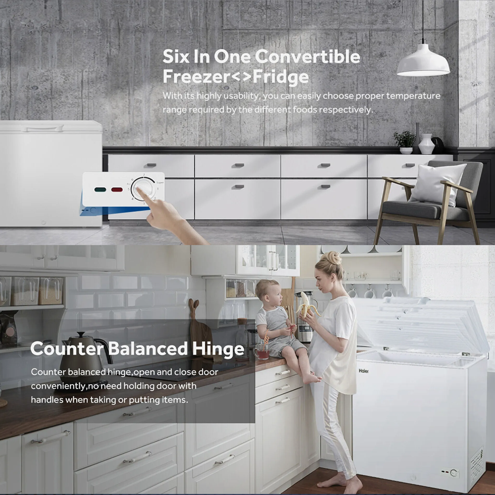 HAIER 206L Chest Freezer BD-248HME | Double Effective Protection Anti-Bacterial | Energy Saving