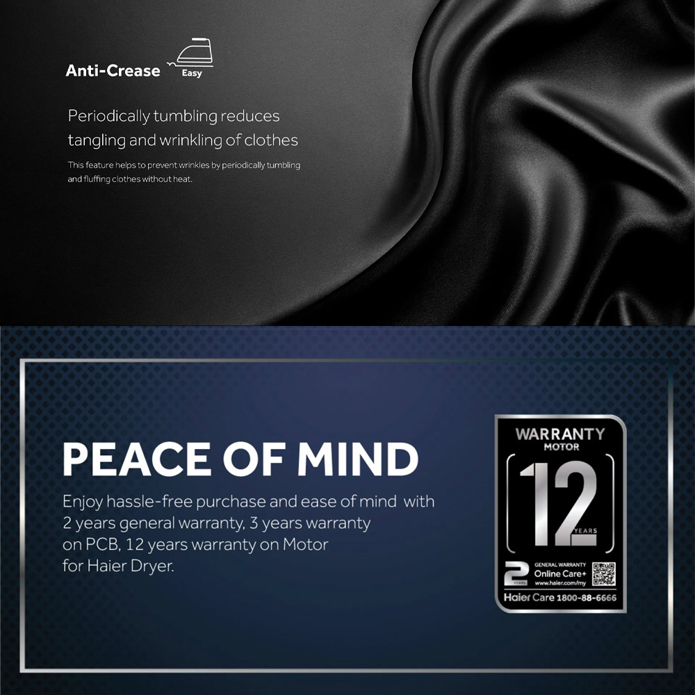 HAIER 12KG Heat Pump Dryer HD120-AR959S8 | Reversible Tumble | Sensor Dry | Heat Pump Technology