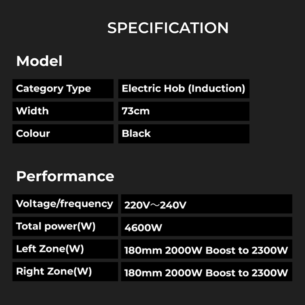 HAIER 2 Burners Built-in Induction Cooker HI-Y672SNNDC | Power Output: 2300W + 2300W | 9 Power Control Level | 240 Minutes Cooking Timer