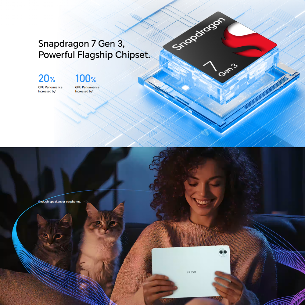 HONOR Pad 10 Wi-Fi 8GB+256GB | 8MP Main Camera | 12.1 inch | Qualcomm SM7550-AB Snapdragon 7 Gen 3 (4 nm) | Li-Po 10100mAh | Android 15, MagicOS 9