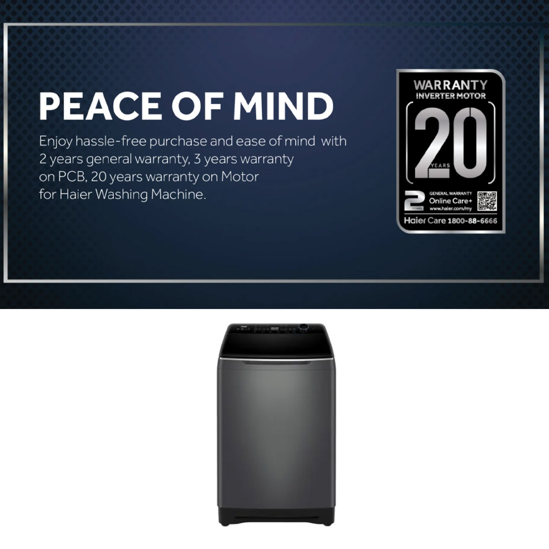 HAIER 18KG Top Load Inverter Washing Machine Graphite Silver HWM180-BD2178S8 |  DD Inverter | Pillow Drum | Auto Dosing | Washing Machine with 2 Years Warranty