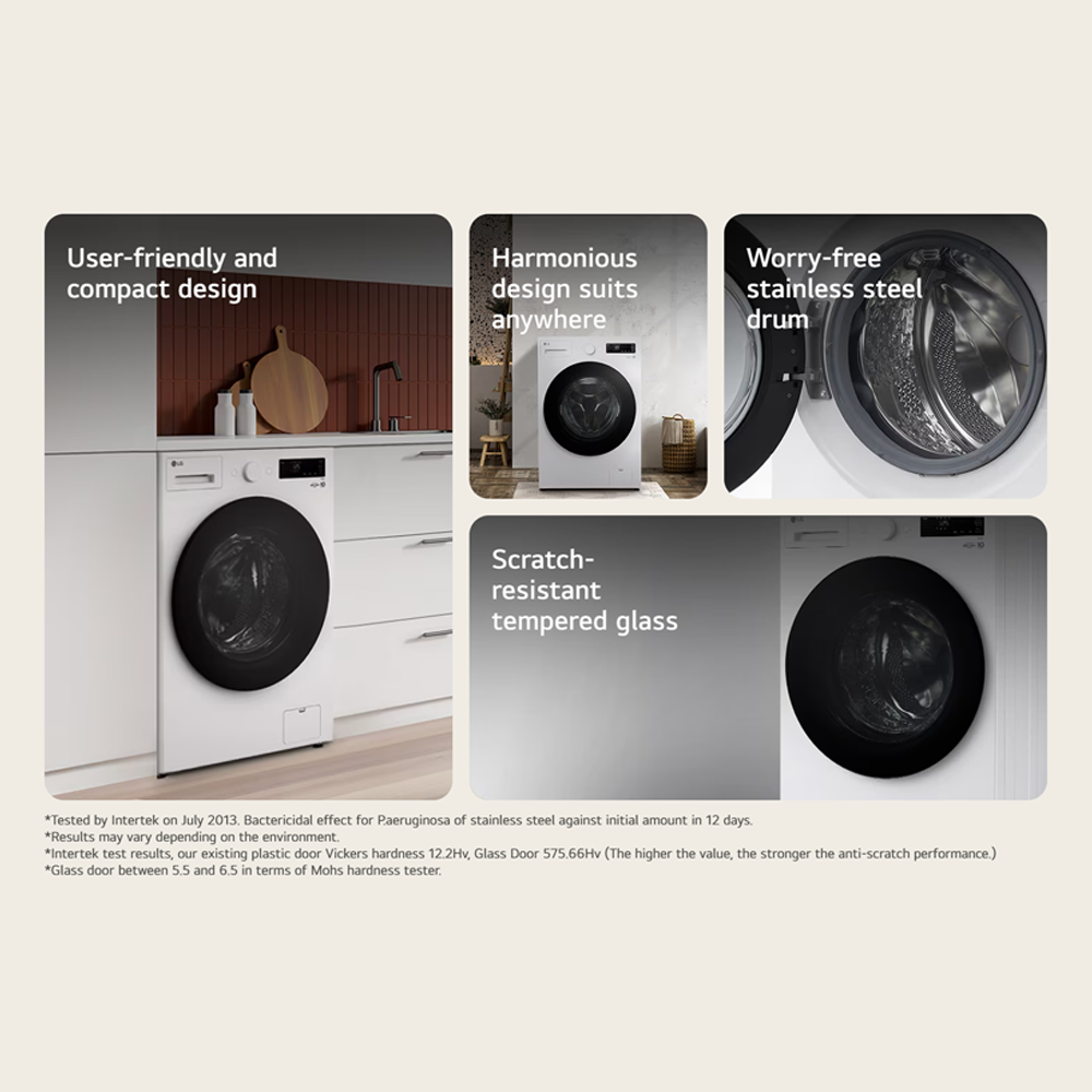 LazMallLG 15KG Slim Front Load Inverter Washing Machine with AI Direct Drive F2515SNTGE | AI Inverter Direct Drive | TurboWash 360 | Steam