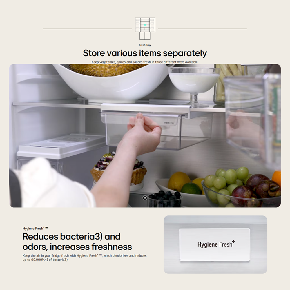 LG 612L Multi Doors InstaView & Water Dispenser Smart Inverter Refrigerator GV-K25FFGEB | Smart Inverter Compressor | DoorCooling