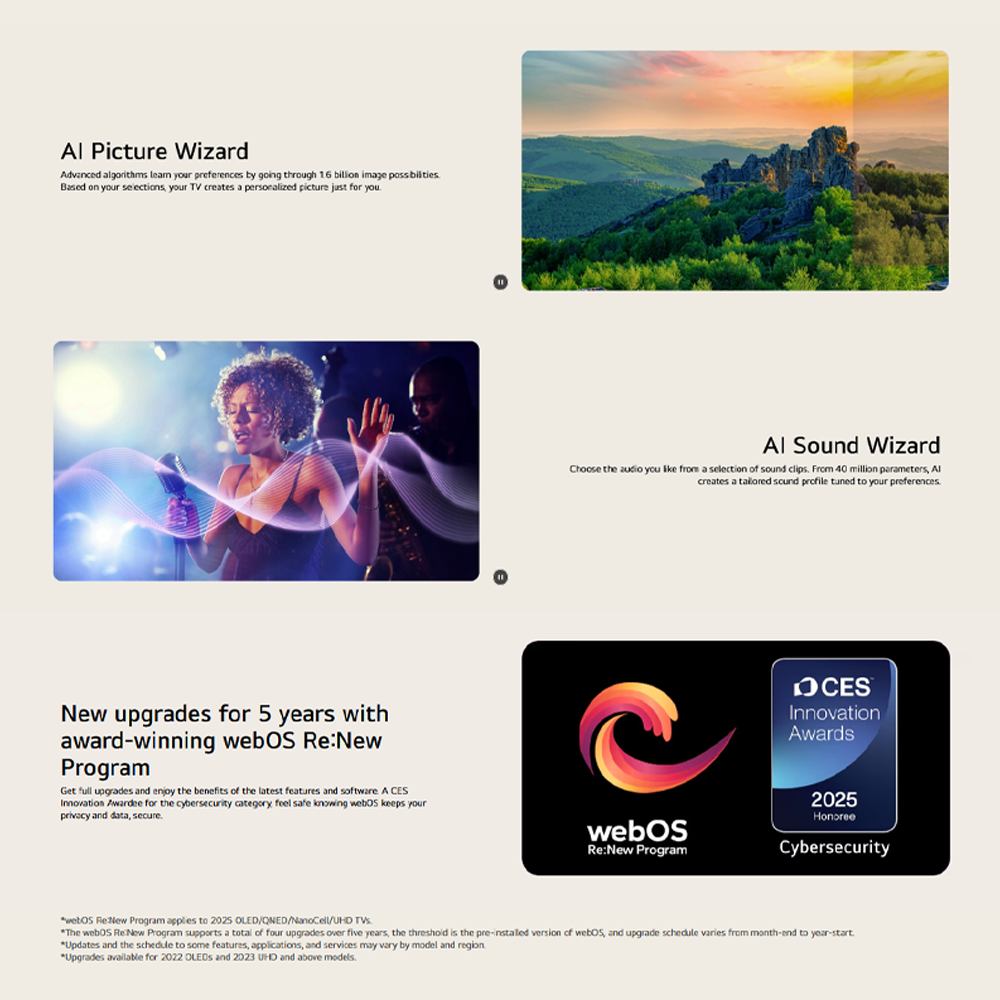 LG 55" / 65"/ 75" / 86" 4K UHD QNED AI QNED70 Smart TV |