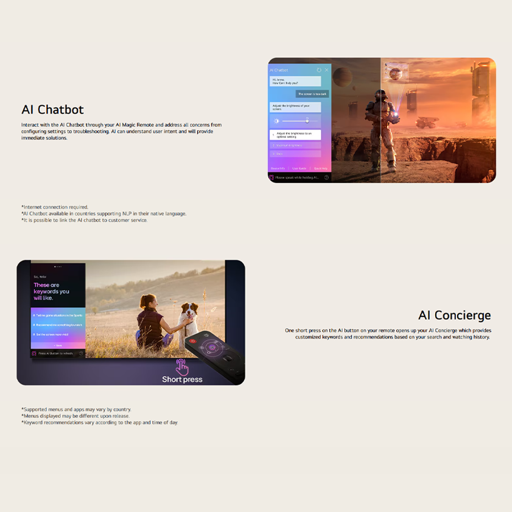 LG 75"/86" 4K UHD AI TV UA84 Smart TV 75UA8450PSA/ 86UA8450PSA | 4K HDR10 Pro | 7 4K AI Processor Gen8 | AI Sound Pro | FILMMAKER MODE