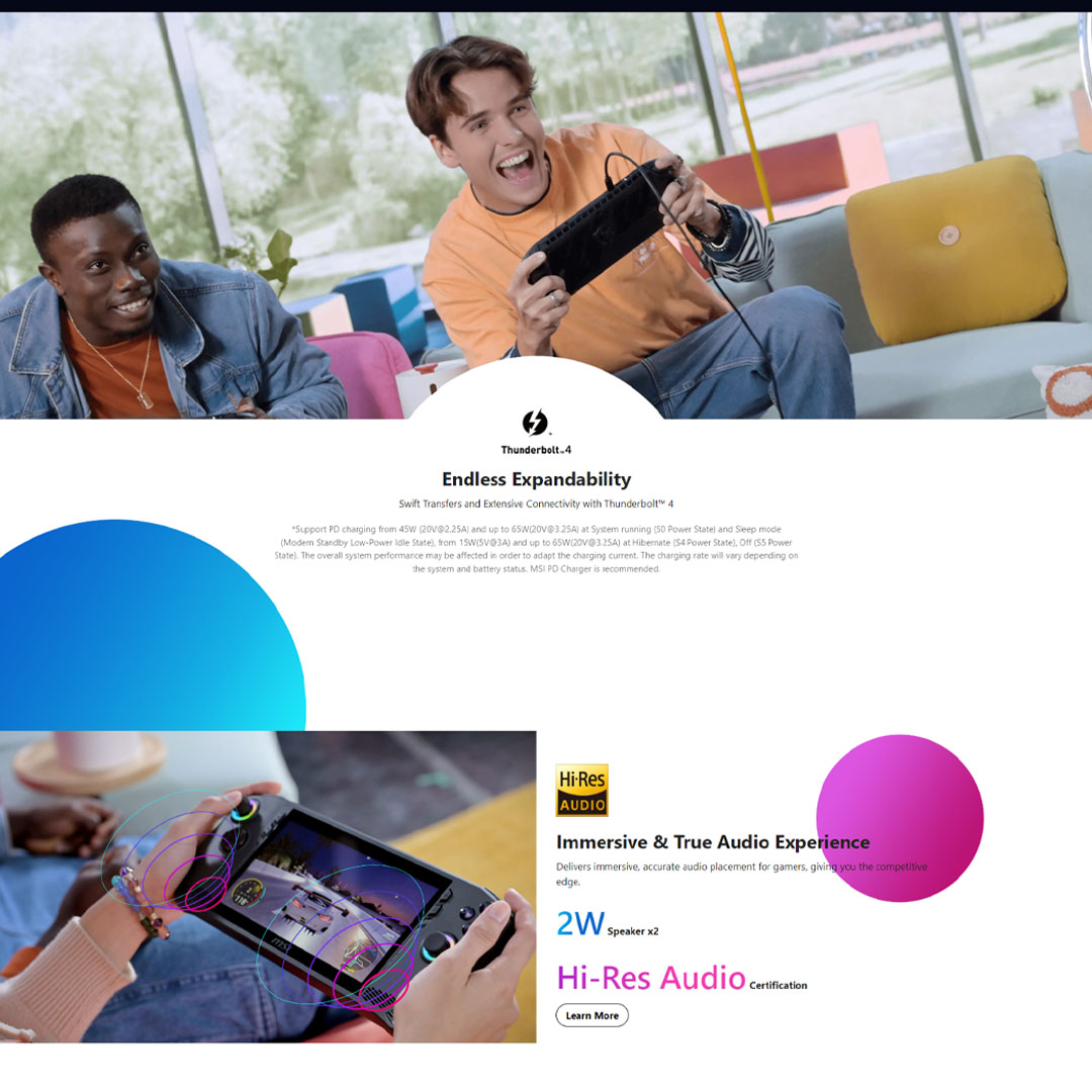 MSI 7" Claw A1M Handheld Portable Gaming | Windows 11 Home | 65W PD Adapter | Wi-Fi 7 + Bluetooth 5.4 | Up to Intel Core Ultra 7 Processor with Intel AI Boost (NPU) | Portable Gaming with 1 Year Warranty