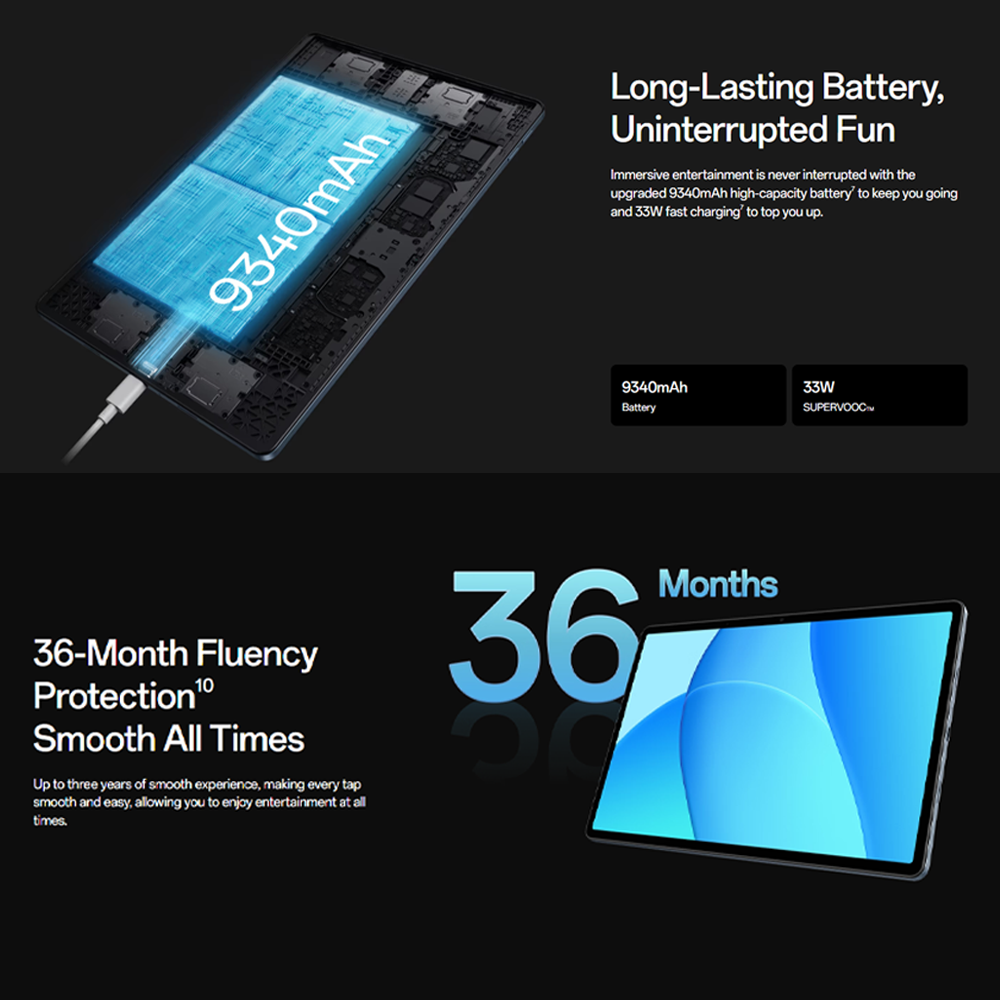 OPPO Pad SE LTE 4GB+128GB Starlight Silver | 9340mAh Long-Lasting Battery | lmmersive Eye-Care Display | Personalized Kids Mode