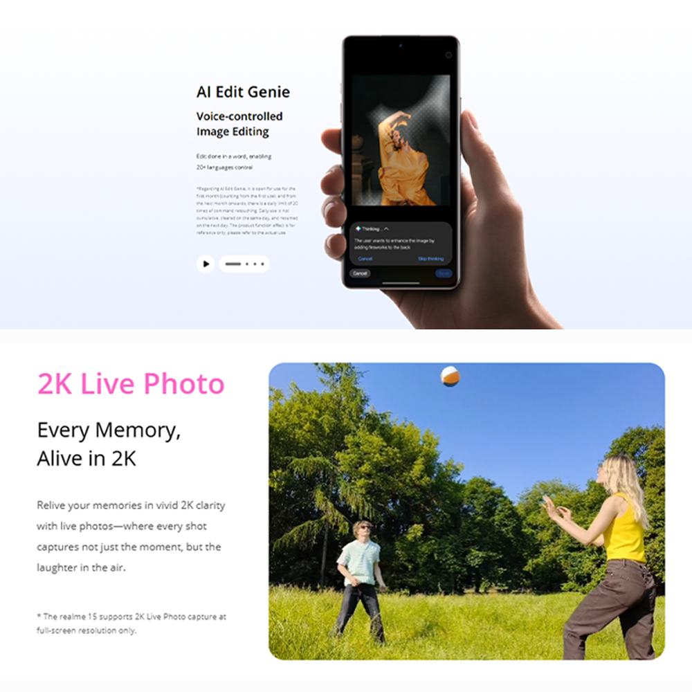 realme 15 5G 12GB+256GB | 50MP Camera | 6.8 inches, OLED | 7000mAh | Mediatek Dimensity 7300+ (4 nm) | Android 15, Realme UI 6.0