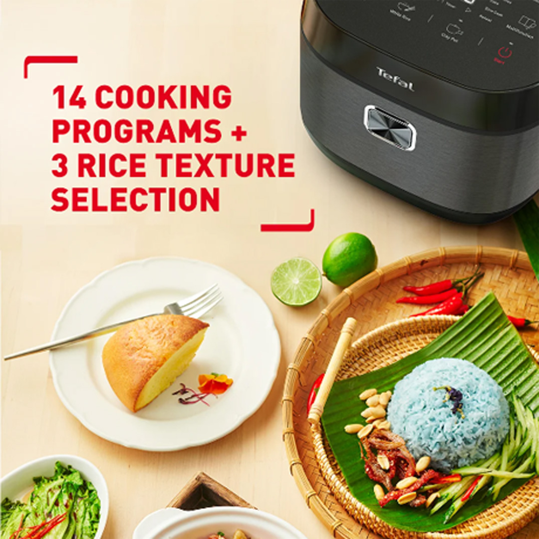 Tefal 1.8L Delirice Plus Fuzzy Logic Rice Cooker RK776B | 14 Cooking Programs | 12-hour Keep Warm Feature | Touch Screen Control Panel | Cooker with 2 Year Warranty