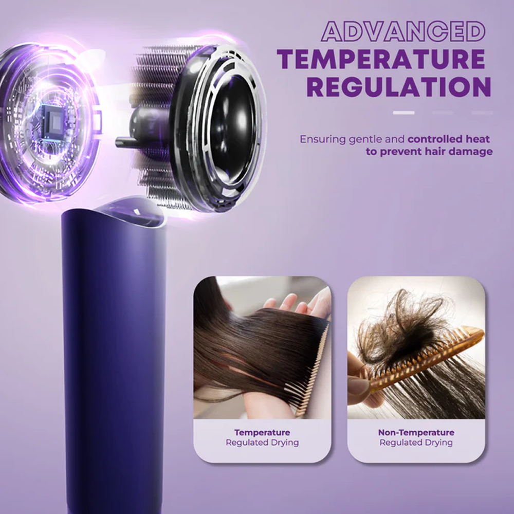 Russell Taylors 1800W High Speed Hair Dryer HD3 | 105,000 RPM | Dual Magnetic Attachment | 4 Temperature Settings | Wind Speed: 16.8m/s