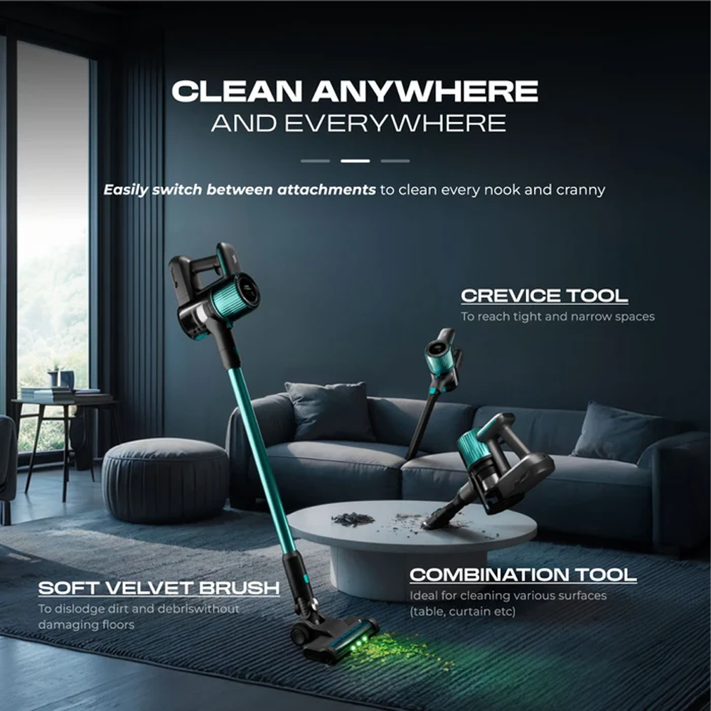 Russell Taylors 200W Ultra Vision Cordless BLDC Motor Vacuum Cleaner V2X | Suction Power: 28,000Pa | Long-Lasting 2200mAh Battery
