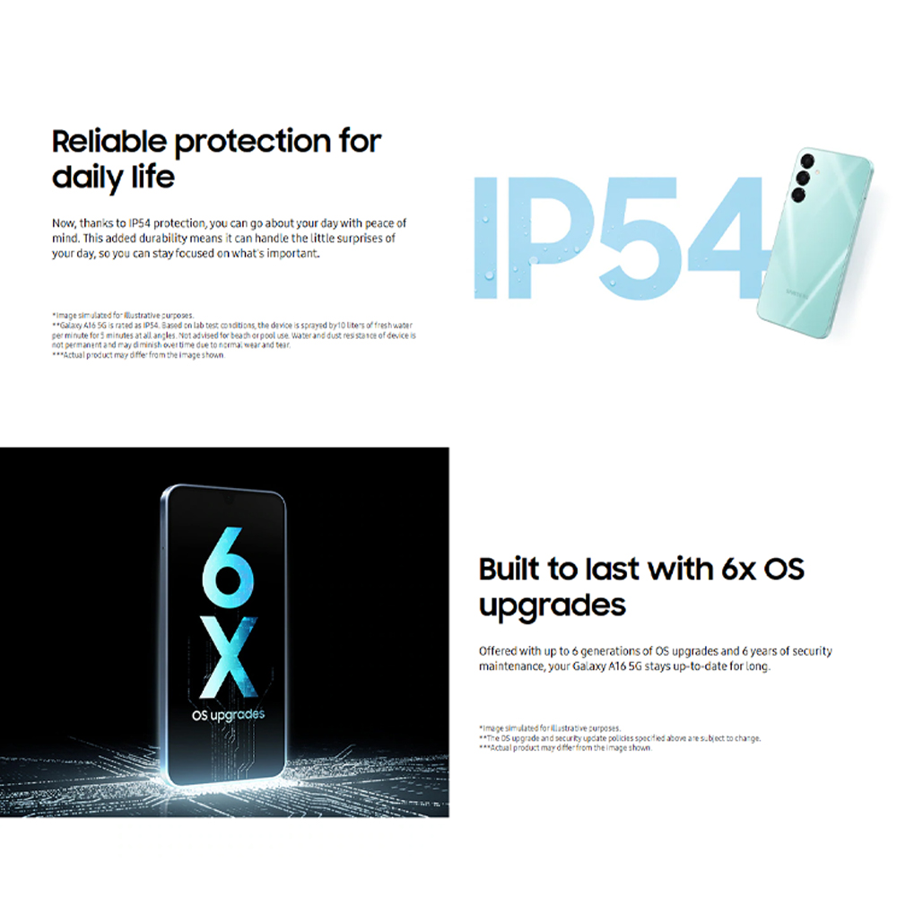 SAMSUNG Galaxy A16 5G 8GB+256GB | Android 14, One UI Core 6.1 | Octa-core, Mediatek Dimensity 6300 | 5000 mAh