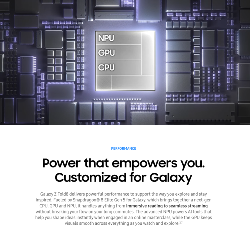 SAMSUNG Galaxy Z Fold8 12GB+256GB/ 12GB+512GB/ 16GB+1TB | 7.6inch, Foldable Dynamic | Rear Camera 50MP | Qualcomm SM8850-1-AD Snapdragon 8 Elite Gen 5 (3 nm) | Li-Po 4800mAh, 45W Fast Charge